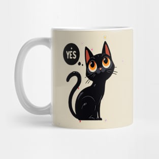 funny black cat say yes Mug